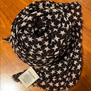 YSL BLACK AND WHITE STAR 100% WOOL SCARF